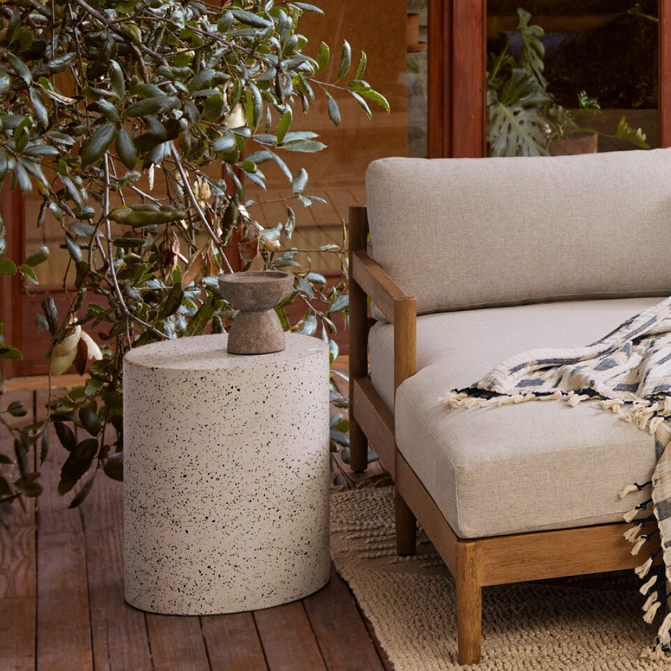 Terrazzo Drum Garden Round Side Table (38 cm) | West Elm UK